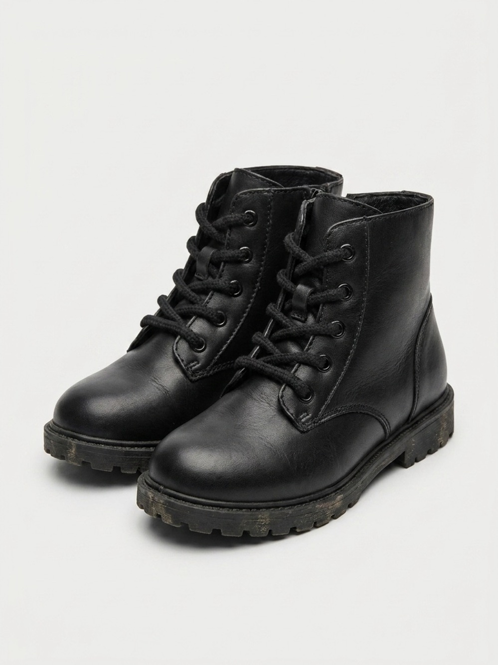 Black Lace-Up Combat Boots